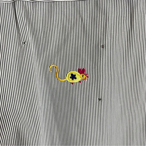 Vintage MiLi Colorful Applique Cat Mice Blouse Sequins Large Striped Long Sleeve - Picture 10 of 11